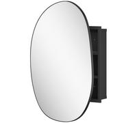 HOMCOM Armario de baño con espejo y espacios para objetos, forma irregular, montaje en pared, para baño, Negro Aosom España