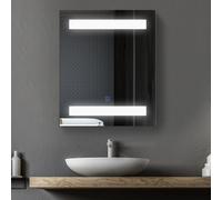 HomCom Armario de baño con espejo y luz LED, 2 estantes 50x15x60 cm Blanco