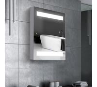 HomCom Armario de baño con espejo y luz LED, 2 estantes 50x15x60 cm Blanco