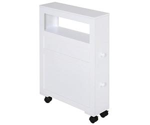 HOMCOM Armario de Baño con Ruedas Mueble de Baño Estrecho con 2 Cajones y Estante de Almacenamiento Carga 20 kg 16x52x71,5 cm Blanco