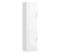 Homcom armario de baño de pared columna de baño estrecho con estantes ajustables y 2 puertas mueble de baño moderno para espacio pequeño 40x30x160 cm blanco brillo