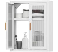 HOMCOM Armario de Baño de Pared Moderno con Puertas de Acrílico Blanco