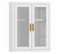 Homcom armario de baño de pared, mueble de baño colgante moderno con puertas de acrílico, estante ajustable, cierres magnéticos, armario de almacenamiento para lavadero, sobre el inodoro, blanco 40 cm