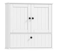 Homcom armario de baño de pared, mueble de baño colgar rústico con estante ajustable, doble puerta, puerta abatible y cierre magnético, para cocina, lavadero, sobre el inodoro, blanco