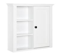 HOMCOM Armario de Baño de Pared Multifuncional Gabinete para Ahorro de Espacio con 3 Niveles Abiertos 1 Puerta Estante Ajustable Antivuelco 53x14,5x50,5 cm Blanco White 53x14.5x50.5cm