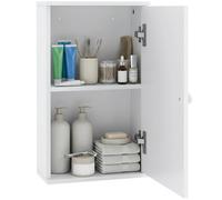 HOMCOM Armario de Baño de Pared Puerta con Cierre Suave 30x14x50 cm Blanco | Mueble de Baño Colgar, Estante Ajustable, para Cocina, Lavadero