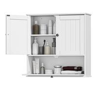HOMCOM Armario de Baño de Pared Rústico con Estante Ajustable Doble Puerta y Puerta Abatible 60x19,5x60 cm Blanco BLANCO
