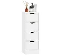 HOMCOM Armario de Baño Estrecho con 4 Cajones, 29x29x83 cm, Blanco | Mueble Auxiliar de Baño, Asas Ranuradas, para Espacios Reducidos