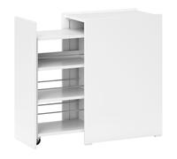 Homcom armario de baño estrecho con cajón deslizante y ruedas mueble de baño con 3 compartimentos mueble auxiliar para espacios pequeños 47x30x66,5 cm blanco 47 cm