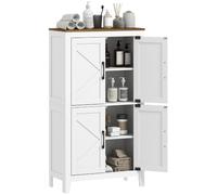 HOMCOM Armario de Baño Estrecho Puertas Tipo Granero 60x30x110 cm Blanco