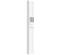HOMCOM Armario de baño mueble estrecho con cajón puertas curvadas compartimento abierto estante ajustable 20x20x185 cm Blanco
