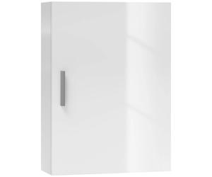HOMCOM Armario de Baño Pared, Mueble de Baño Colgar con Estantes Ajustables de Vidrio Templado, Ahorro de Espacio, para Entrada, 40x15x55 cm, Blanco Brillo BLANCO