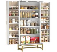 HOMCOM Armario de Cocina, Armario Despensa Cocina, con 2 Puertas con 12 Estantes, Alacena Moderna, con 5 Estantes Ajustables, Base de Acero, para Comedor, Salón, 58x29x119,5 cm, Blanco