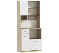 HOMCOM Armario de cocina alto Mueble de Almacenamiento moderno con estantes ajustables cajón Blanco y acabado de madera Aosom España