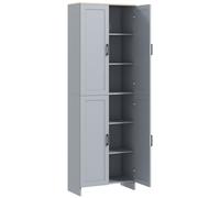 HOMCOM Armario de cocina altura 170 cm buffet alto con 4 puertas y estantes ajustables, diseño moderno, gris