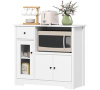 HOMCOM: Armario de cocina, aparador con estante para microondas, 3 puertas, cajón, color blanco