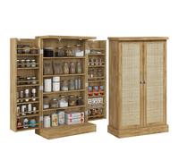HOMCOM Armario de Cocina, Armario Despensa Cocina, con 2 Puertas, 16 Estantes, Alacena Moderna, con Estantes Ajustables, para Comedor, Salón, 60x30x104 cm, Natural Natural wood 60x30x104cm