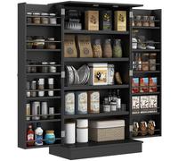HOMCOM Armario de Cocina, Armario Despensa Cocina, con 2 Puertas, 16 Estantes, Alacena Moderna, con Estantes Ajustables, para Comedor, Salón, 60x30x104 cm, Negro