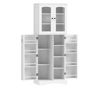 HOMCOM Armario de Cocina con 4 Puertas 10 Estantes 4 Estantes Ajustables Blanco Blanco