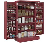HOMCOM Armario de Cocina Buffet de Cocina Moderna Unidad de Almacenamiento con armarios, Estante Ajustable y 12 estantes de Especias, despensa para Comedor, Sala de Estar, 60 x 30 x 104 cm, Rojo