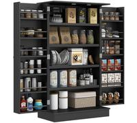 HOMCOM Armario de Cocina, Armario Despensa Cocina, con 2 Puertas, 16 Estantes, Alacena Moderna, con Estantes Ajustables, para Comedor, Salón, 60x30x104 cm, Negro