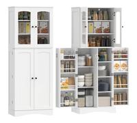 HomCom - Armario despensa alacena moderna, 4 puertas, 10 estantes (4 ajustables), blanco 60x40x162cm