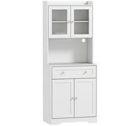 HOMCOM Armario de cocina con encimera, portacopas, despensa para cocina, comedor, 170 cm, MDF, Glas, Weiß Aosom España