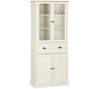HOMCOM Armario de Cocina Grande Aparador Alto con Vitrina Cajón y Puertas Limpio para Souvenirs 76x40x182,5 cm Crema Aosom España
