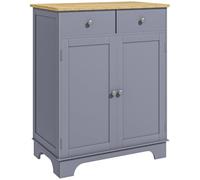 HOMCOM Armario de Cocina Lateral con Tapa de Madera Maciza, Gris | Mesa aparador multiusos, estante ajustable, cajón, para comedor, salón, pasillo