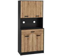HOMCOM Armario de cocina Mueble de Almacenamiento Buffet 2 armarios 4 puertas 1 cajón pasacables 80x40x180 cm Aosom España