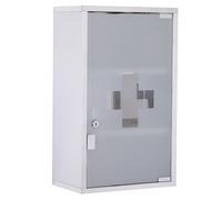 HOMCOM Armario de Medicinas Botiquín Gabinete de Primero Auxilios Acero Inox 3 Estantes Caja Colgante de Pared con Cerradura Transparent 30x18x50cm