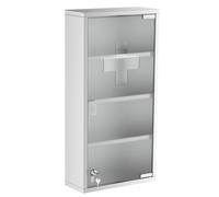 HOMCOM Armario de Medicinas Botiquín Gabinete de Primero Auxilios Acero Inox 4 Estantes Caja Colgante de Pared con Cerradura Silver 30x12x60cm