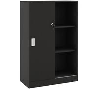 HOMCOM Armario de Oficina 2 Puertas correderas con cerradura 80x40x120 cm 2 estantes Paneles de Partículas Negro Aosom España