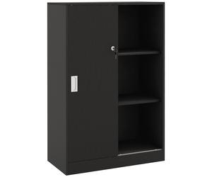 HOMCOM Armario de Oficina 2 Puertas correderas con cerradura 80x40x120 cm 2 estantes Paneles de Partículas Negro Aosom España