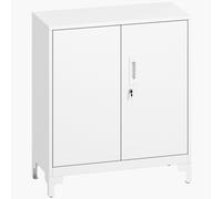 HOMCOM Armario de Oficina de Metal con Puertas con Cerradura, Cómoda de Oficina, Diseño de 2 Estanterías, Color Blanco Aosom España