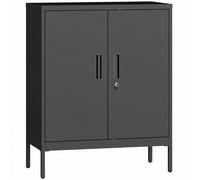 HOMCOM Armario de Oficina Metálico 80x40x100 cm Mueble de Almacenamiento con Cerradura 2 Puertas y 2 Estantes Ajustables Negro Aosom España