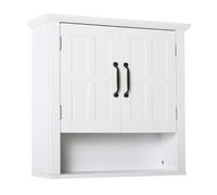 Homcom armario de pared para baño mueble suspendido de baño con 2 puertas y estante ajustable y almacenamiento abierto para aseo dormitorio ducha 60x19,8x58 cm blanco