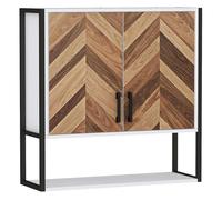 Homcom armario de pared para baño multiusos mueble de baño suspendido armario colgante de almacenamiento con 2 puertas estante ajustable y estante abierto 59x20x60 cm multicolor 59 cm