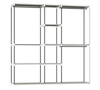 HOMCOM Armario de Ropa 182x43x185 cm Armario Abierto con 8 Estantes de Tela Barras para Colgar Marco de Metal Gris claro