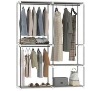 HOMCOM Armario de Ropa Perchero Burro con Barras 142x43x185 cm Gris Claro