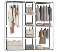 HOMCOM Armario de Ropa Perchero Burro con Barras 182x43x185 cm Gris Claro