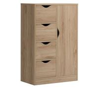HOMCOM Armario de Baño Aparador Auxiliar con 4 Cajones 1 Puerta y Estante Interior Mueble de Almacenaje Multiusos 54x29x83 cm Roble Aosom España