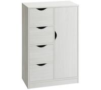 HomCom Armario de salón Aparador auxiliar – 4 cajones, 1 puerta, estante – 54x29x83 cm Blanco