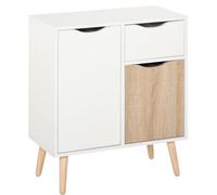 HOMCOM Mueble de Almacenamiento Buffet Diseño escandinavo 2 armarios Cajón Deslizante Madera Blanco Roble Claro Aosom España