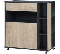 HOMCOM Armario de Suelo para Cocina Mueble Auxiliar Multiusos Diseño Moderno Espacioso con Cajón Estantes Ruedas Universales 80x39x86,5 cm Aosom España