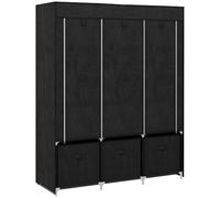 HOMCOM Armario de Tela 2 Barras 5 Estantes 3 Cajones 125x43x162,5 cm Negro | Armario Ropero con Cremallera, Marco de Acero, para Dormitorio, Espacio Pequeño, Vestidor