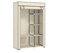 HOMCOM Armario de Tela Plegable Ropero Portátil con 6 Estantes 1 Barra de Colgar Espacio Amplio para Ropa 103x43x162,5cm Crema Aosom España