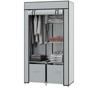 HOMCOM Armario de Tela con 1 Barra para Colgar, 2 Cajones, 83 x 42.5 x 162,5 cm, Gris