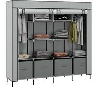HOMCOM Armario de Tela con 10 Compartimentos 4 Cajones 166x42,5x169,5 cm Gris Gris