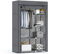 HOMCOM Armario de Tela con Barra para Colgar 103x43x162,5 cm Gris Oscuro